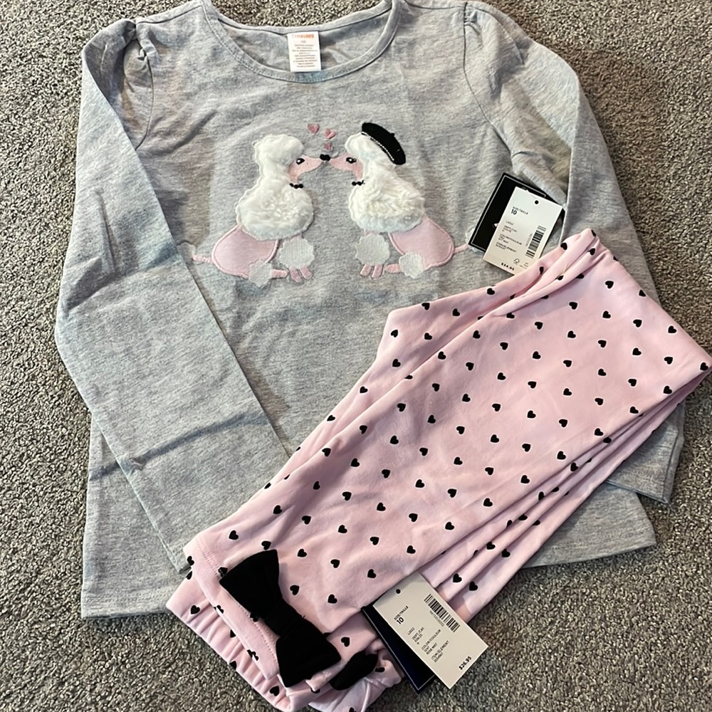 NWT Gymboree Gray Poodle Shirt with Pink Pants Girls Size: 10